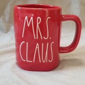 Rae Dunn Mrs. Claus Christmas Holiday Coffee Mug. Red w/ White Letters.
